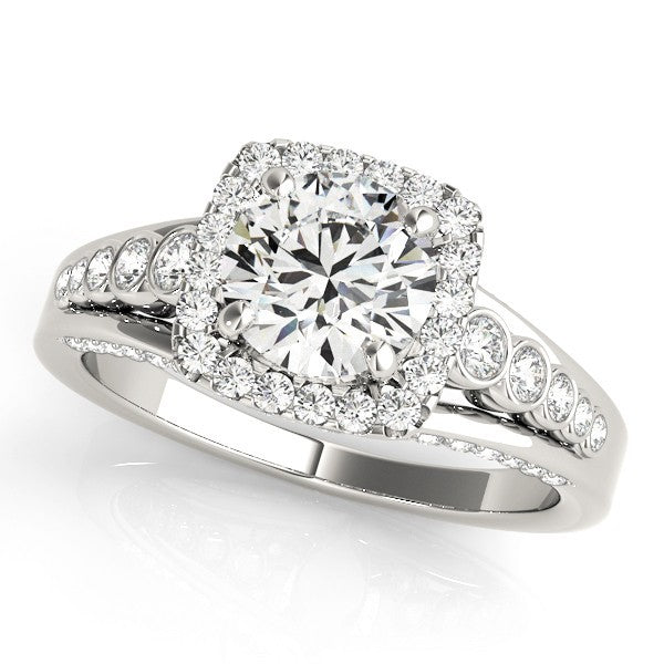 Lab Grown Round Diamond Halo Engagement Ring