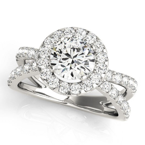 2.00 Carat DE/VS Lab Grown Round Cut Diamond Halo Engagement Ring 18K White Gold