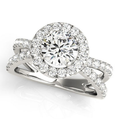 2.00 Carat DE/VS Lab Grown Round Cut Diamond Halo Engagement Ring 18K White Gold