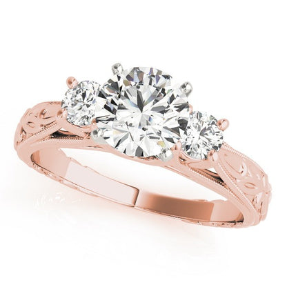 Lab Grown Round Diamond Art Designer 3 Stone Engagement Ring Platinum