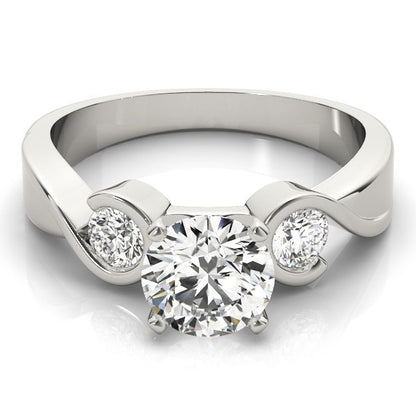 Platinum Round Diamond Designer Trilogy Engagement Ring  - DE/VS 2Ct Lab Grown