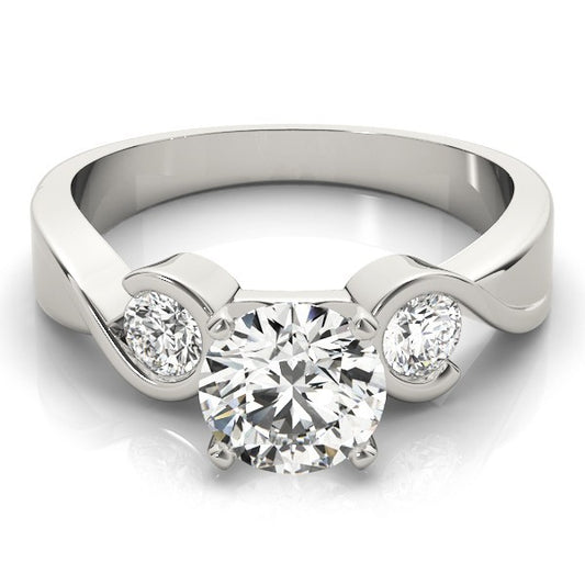 Platinum Round Diamond Designer Trilogy Engagement Ring  - DE/VS 2Ct Lab Grown