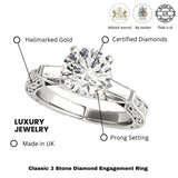 Lab-Grown Round Diamond Trilogy Engagement Ring Platinum