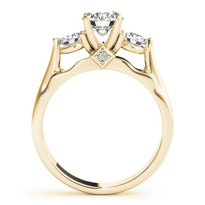 Lab Grown Round Diamond Prong Set 3 Stone Engagement Ring 950 Platinum