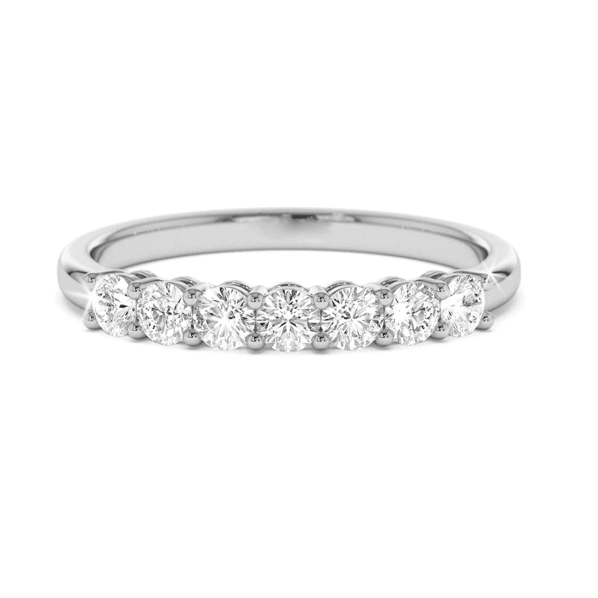 0.25 Ct D-E/VVS Round Cut Lab Grown 7 Diamond Eternity Ring White Gold