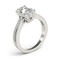 Lab Grown Emarald Diamond Halo Engagement Ring