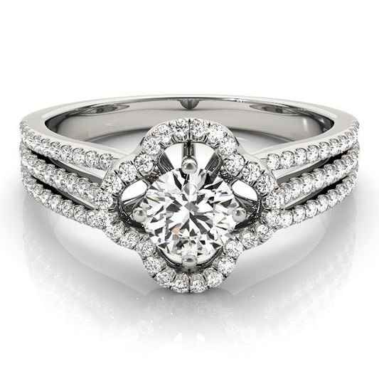 Lab Grown Round Diamond Halo Engagement Ring 