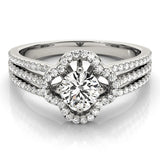 Lab Grown Round Diamond Halo Engagement Ring 