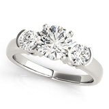 Platinum 3 Stone Engagement Ring Lab Grown Round Diamond Prong Set