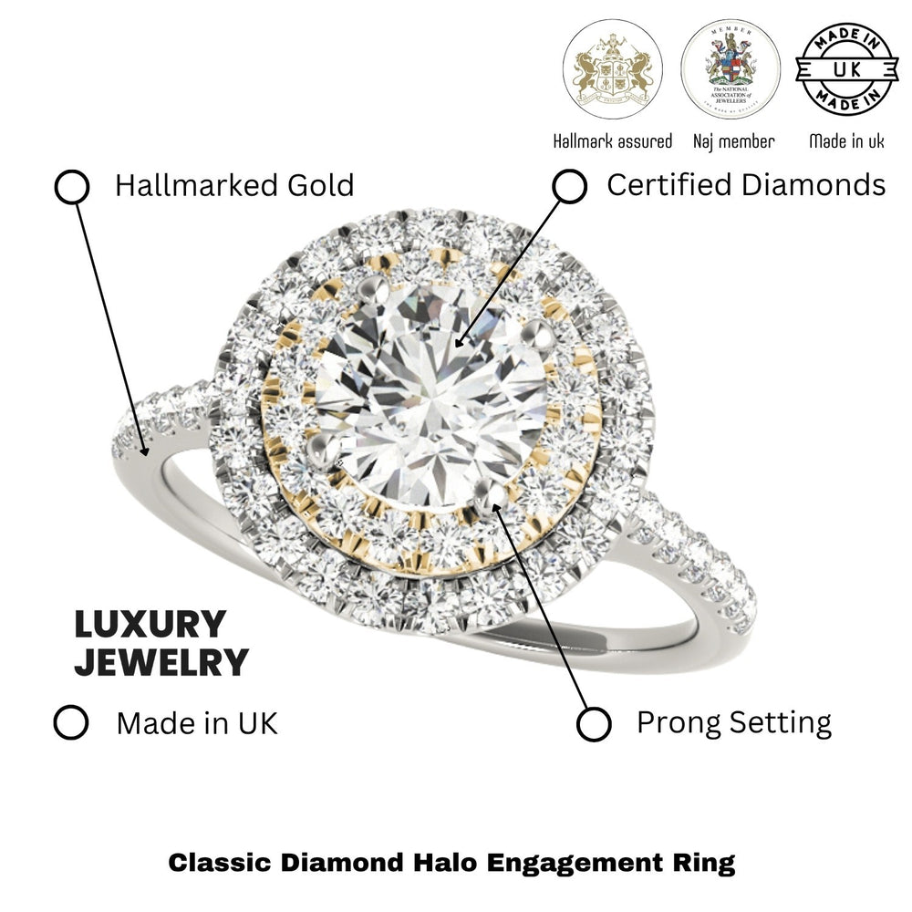 Lab Grown Round Diamond Halo Engagement Ring