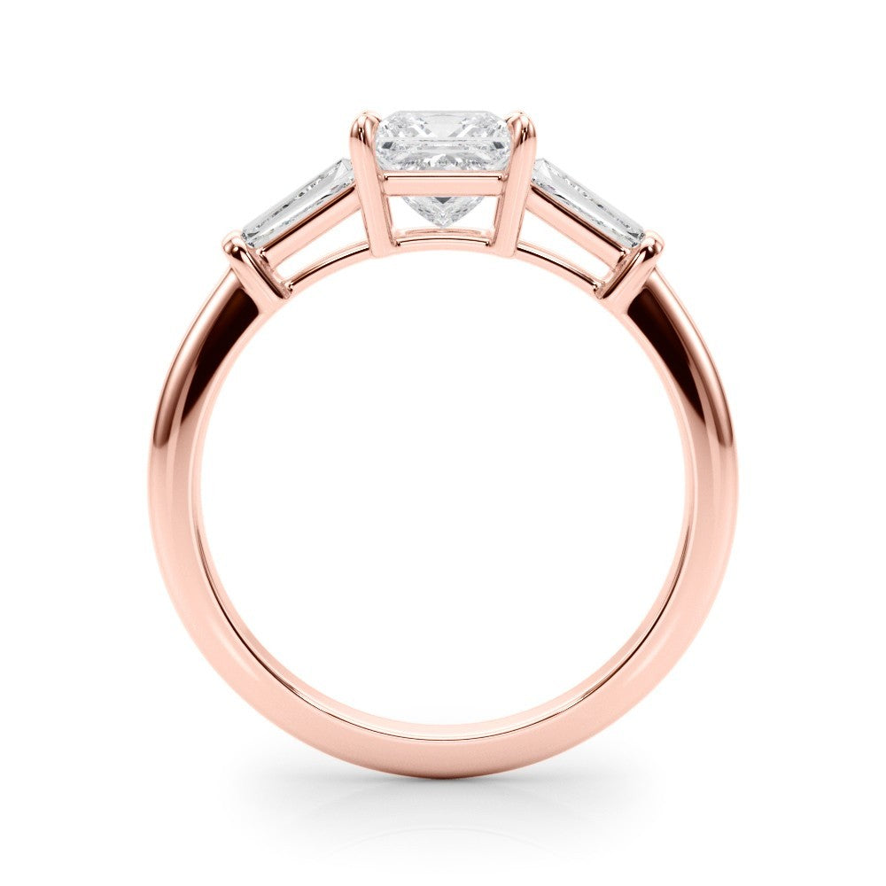 Lab-Grown Square Cut Diamond 3 Stone Engagement Ring