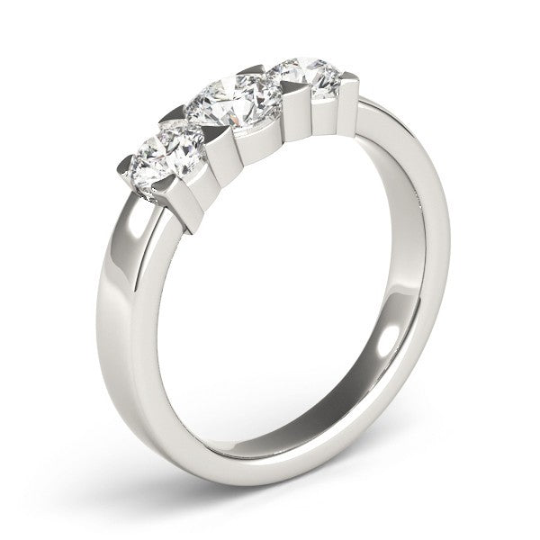 Platinum Lab Grown Round Diamond Trilogy Engagement Ring