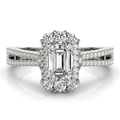 Lab Grown Emarald Diamond Halo Engagement Ring