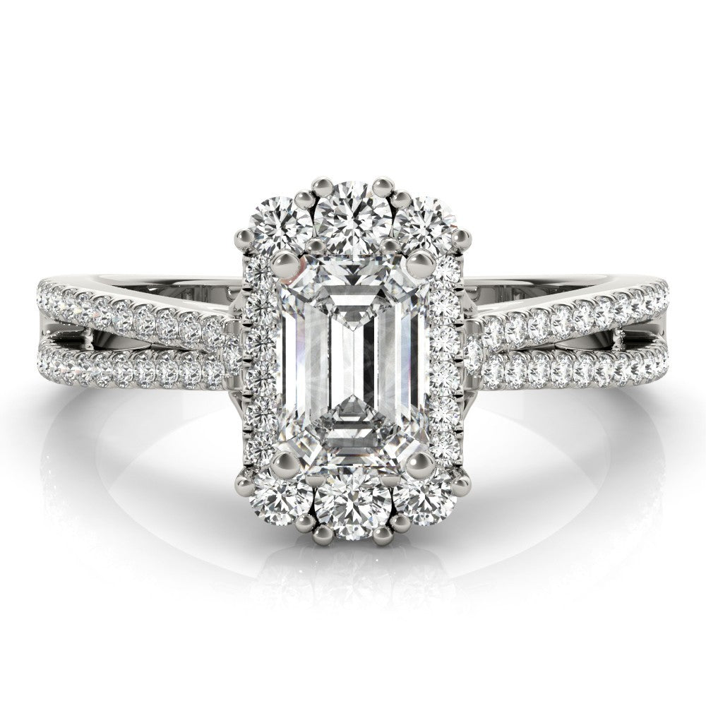  Lab Grown Emarald Diamond Halo Engagement Ring