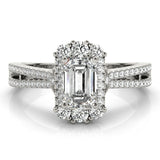  Lab Grown Emarald Diamond Halo Engagement Ring