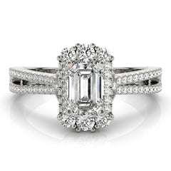  Lab Grown Emarald Diamond Halo Engagement Ring