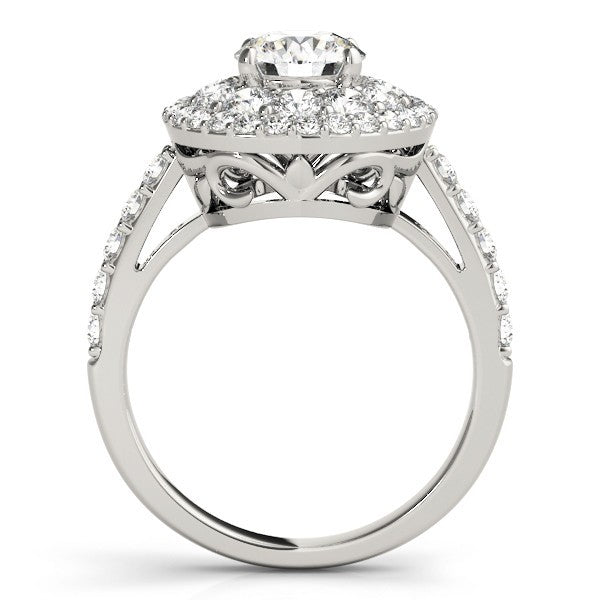 Lab Grown Round Cut Diamond Halo Engagement Ring 