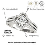Lab Grown Round Diamond Halo Engagement Ring 