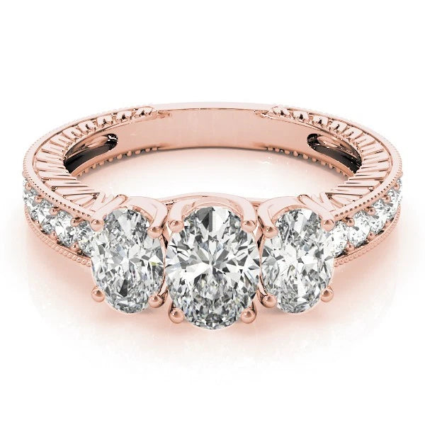 Oval Cut Trilogy Engagement Ring