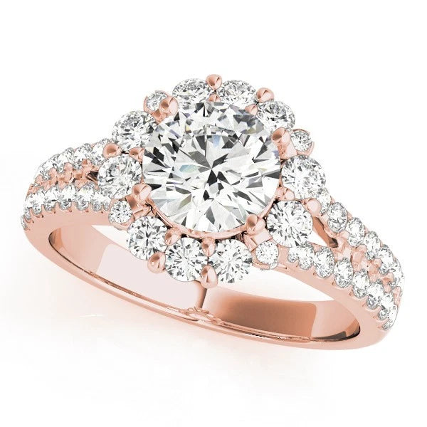 Lab Grown Round Diamond Halo Engagement Ring
