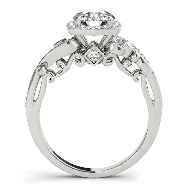 Lab Grown Round Diamond Halo Engagement Ring 