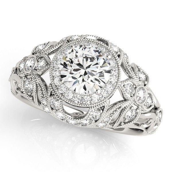 2.00Ct Lab Grown Round Diamond Halo Engagement Ring 18K Yellow Gold