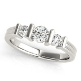 2.00Ct Bar Set Lab Grown Round Diamond 3 Stone Engagement Ring Platinum