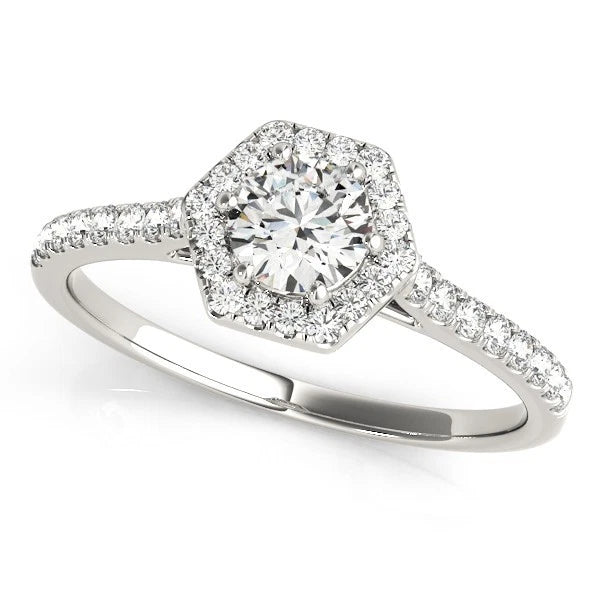 Lab Grown Round Diamond Halo Engagement Ring