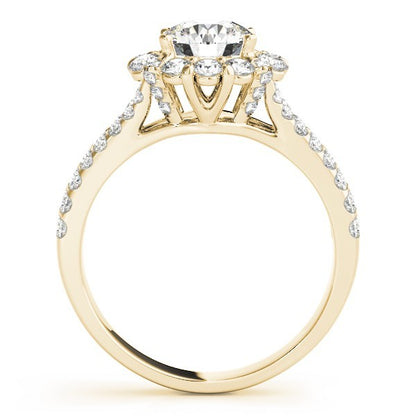 Lab Grown Round Diamond Halo Engagement Ring 18K Yellow Gold