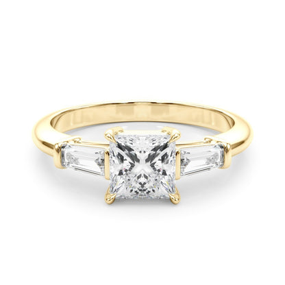 Lab-Grown Square Cut Diamond 3 Stone Engagement Ring