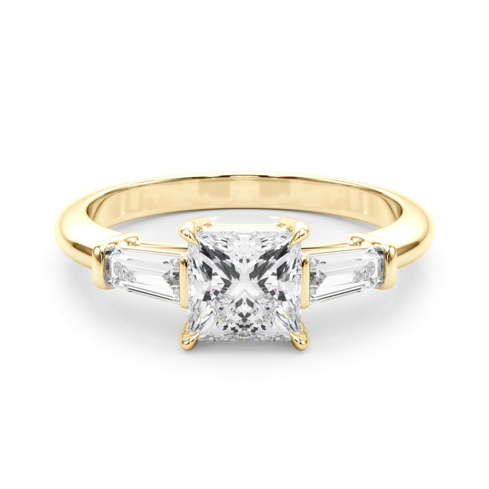 Lab-Grown Square Cut Diamond 3 Stone Engagement Ring