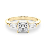 Lab-Grown Square Cut Diamond 3 Stone Engagement Ring