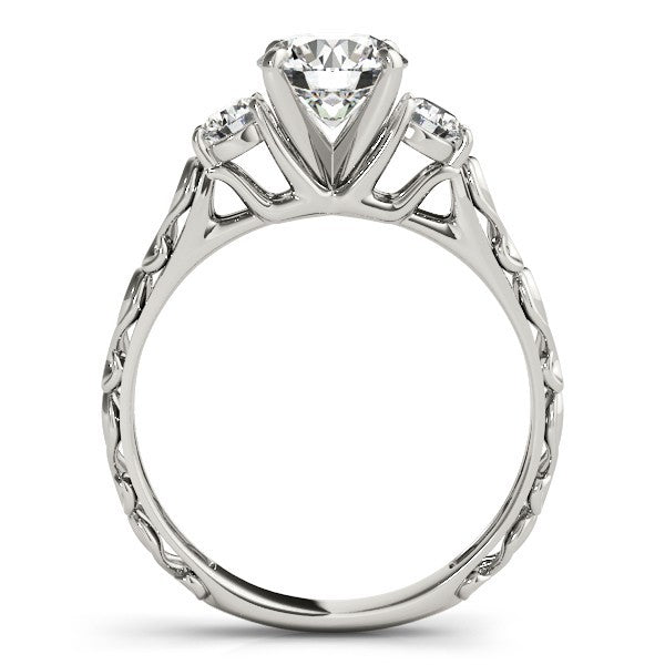 Lab Grown Round Diamond Designer 3 Stone Engagement Ring Platinum
