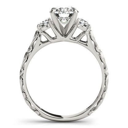 Lab Grown Round Diamond Designer 3 Stone Engagement Ring Platinum