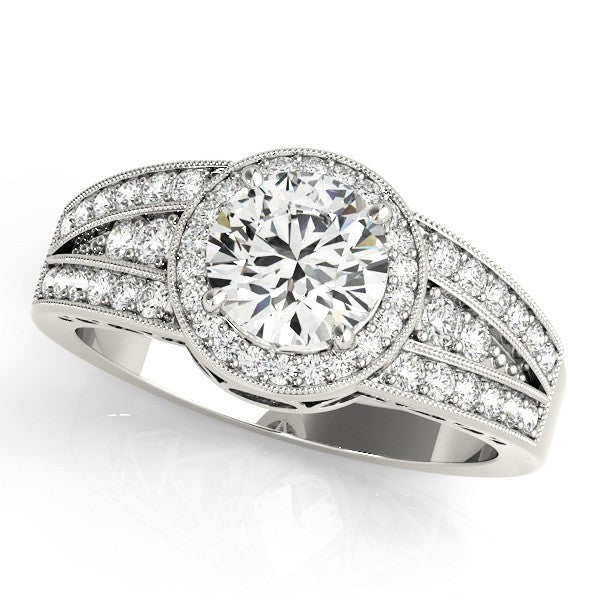 Lab Grown Round Diamond Halo Engagement Ring