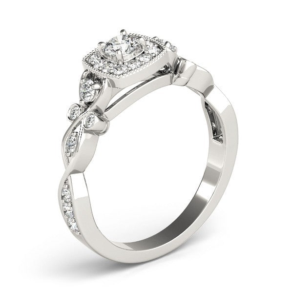 Lab Grown Round Diamond Halo Engagement Ring 