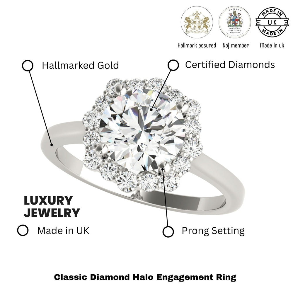 Lab-Grown Diamond Halo Engagement Ring in Platinum