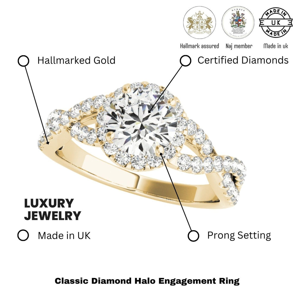 Lab Grown Round Diamond Halo Engagement Ring