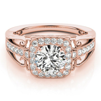  Lab Grown Round Diamond Halo Engagement Ring