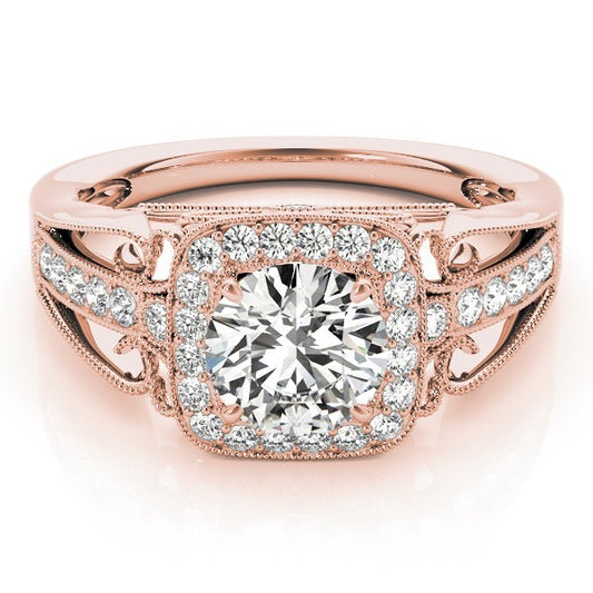  Lab Grown Round Diamond Halo Engagement Ring