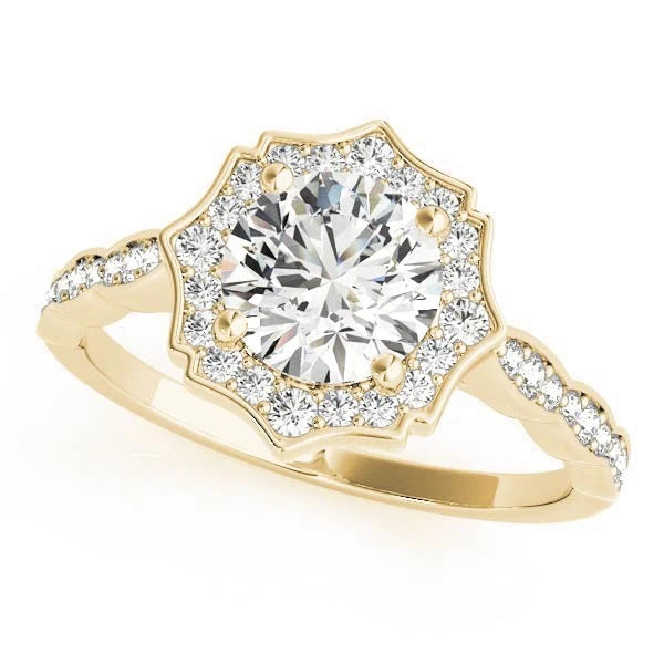 Lab Grown Round Diamond Halo Engagement Ring