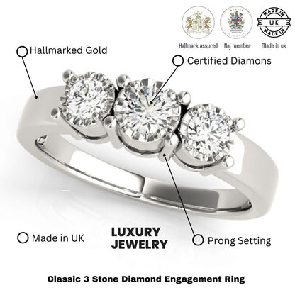 Diamond engagement ring with hallmarking details 