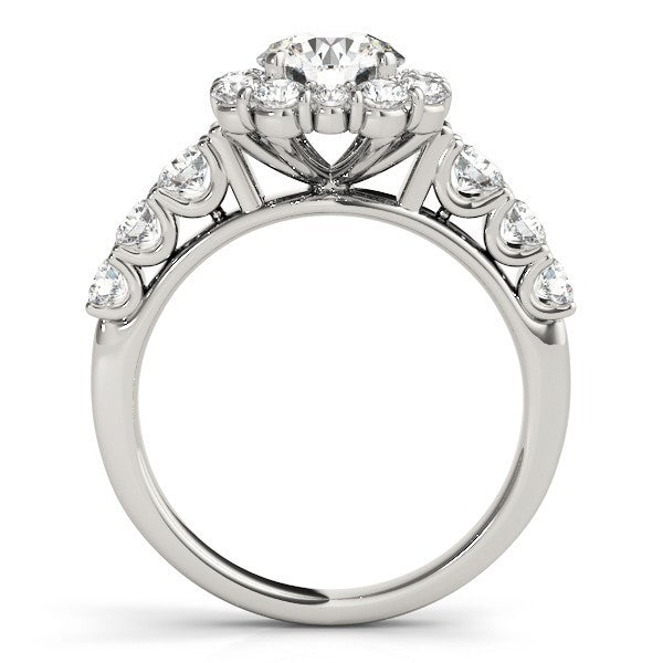 Lab Grown Round Cut Diamond Halo Engagement Ring