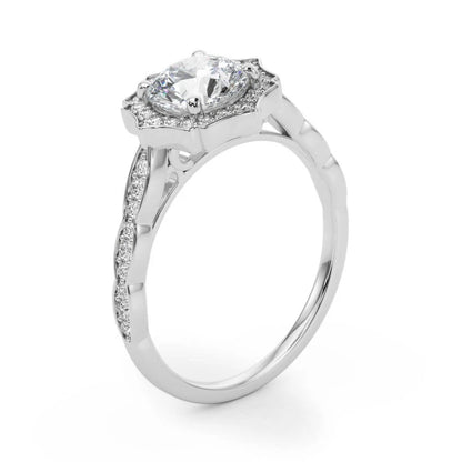 Lab Grown Round Diamond Halo Engagement Ring