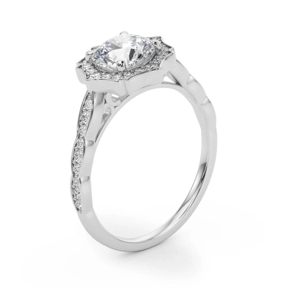 Lab Grown Round Diamond Halo Engagement Ring