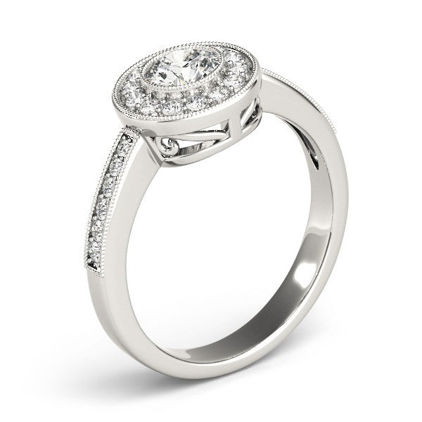 Lab Grown Round Diamond Halo Engagement Ring