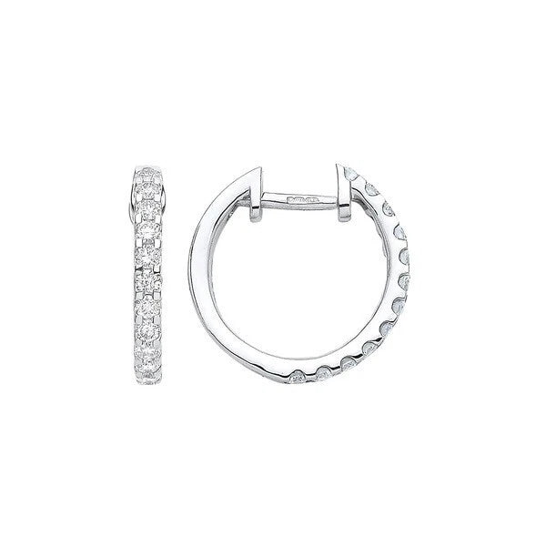  Natural Round Brilliant Cut Huggies Earrings White Gold