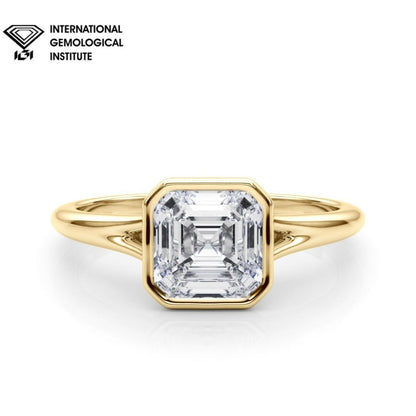 IGI Certified Lab Created D/VS  Asscher Cut Diamond Solitaire Engagement Ring