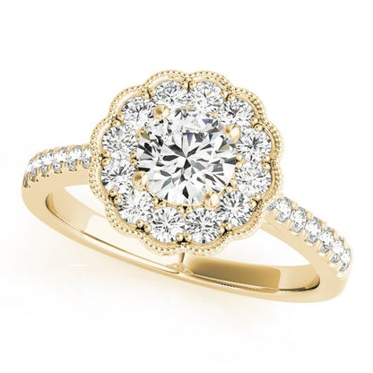 Lab Grown Round Diamond Halo Engagement Ring