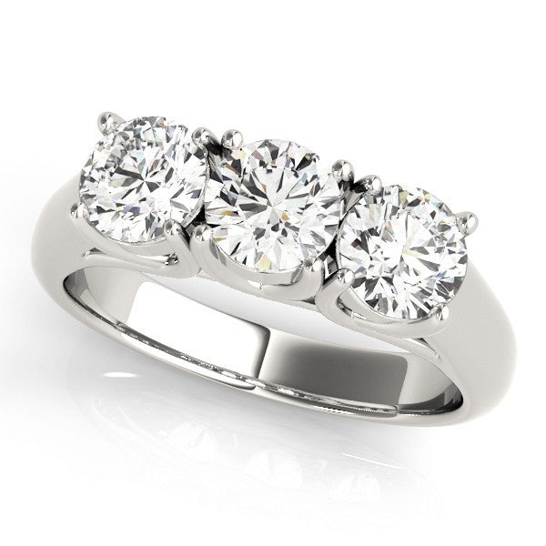 2.00Ct Claw Set Lab Grown Round Diamond 3 Stone Engagement Ring Platinum